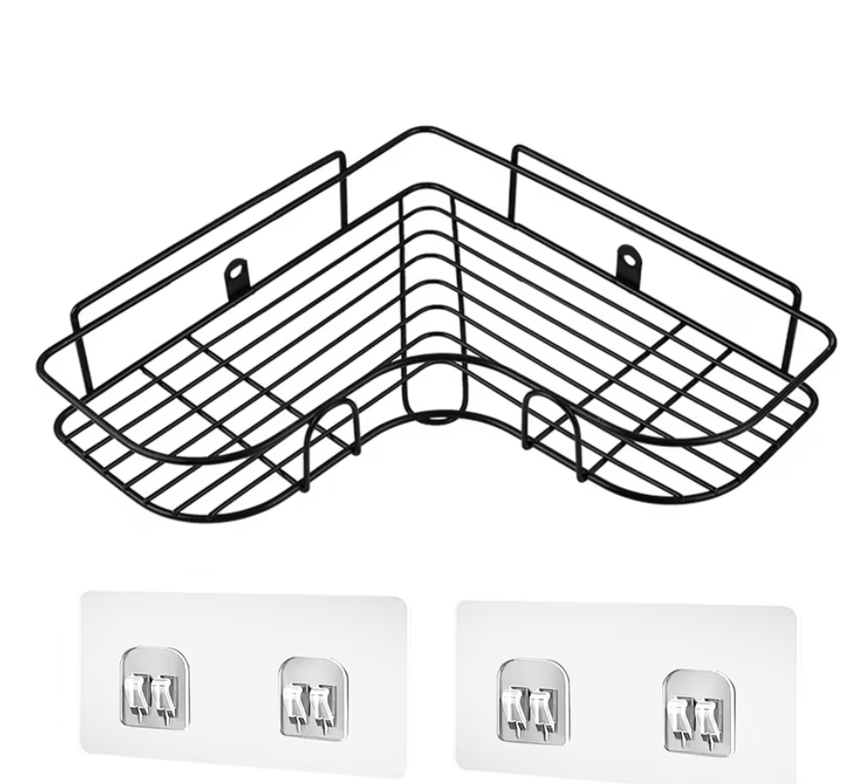 Etajera de colt pentru dus, inox, negru