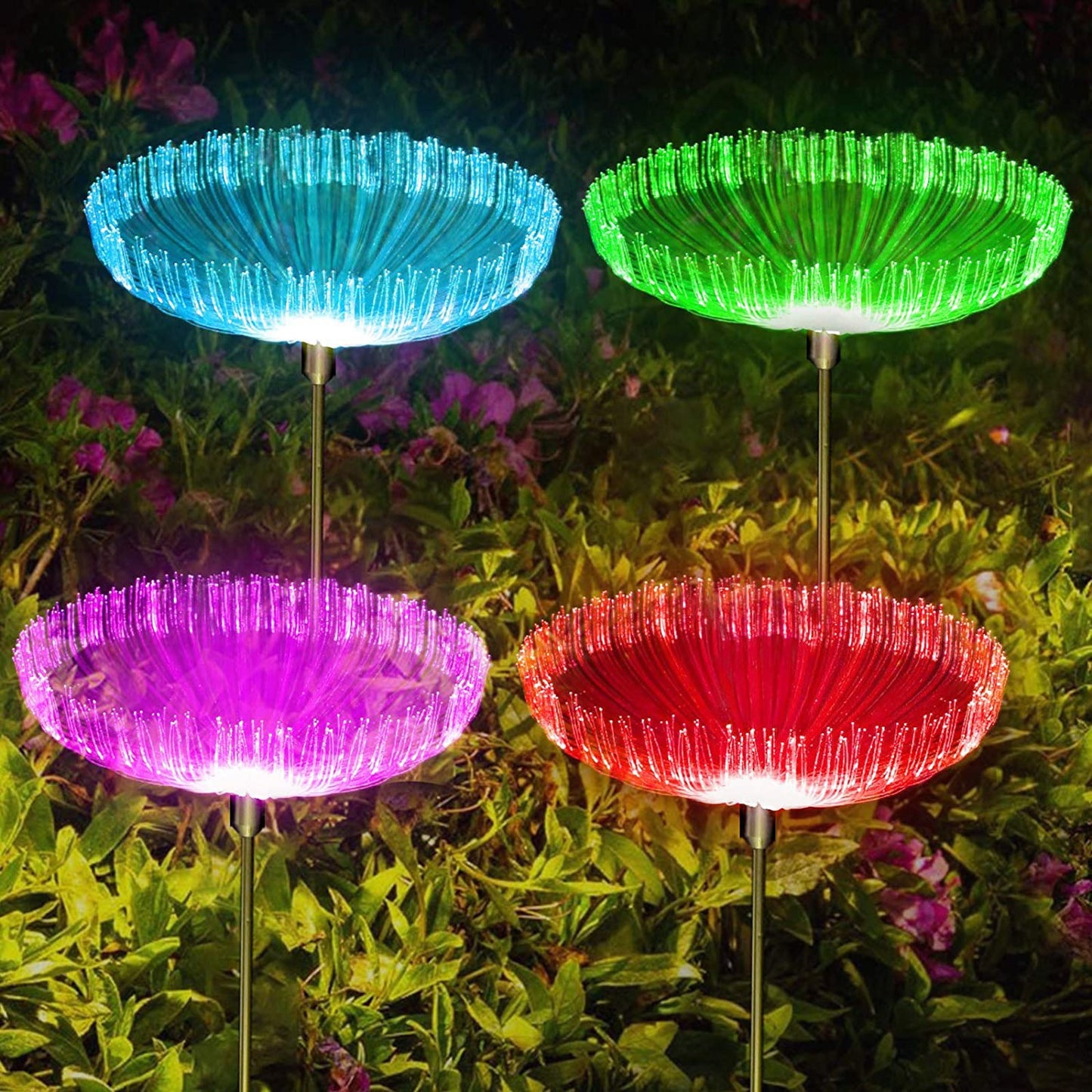 Set 2 x lampi solare fibra optica RGB
