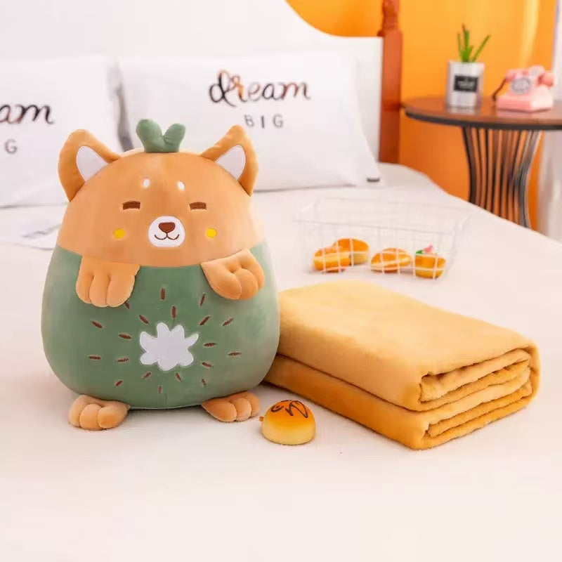 Jucarie plus tip perna vulpita cu paturica catifelata, kiwi