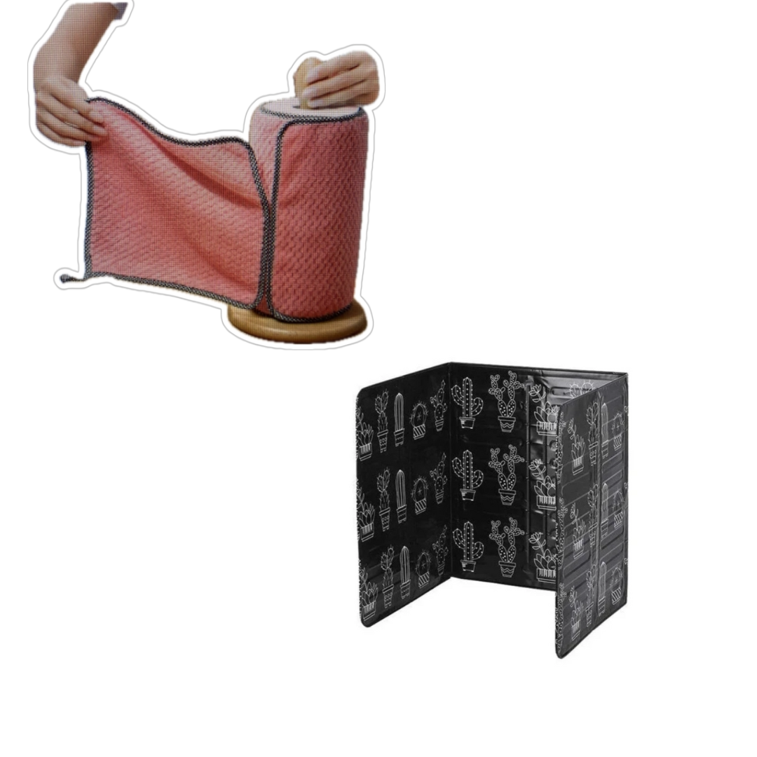Set CADOU: protectie aragaz antistropire+ 2 lavete de bucatarie