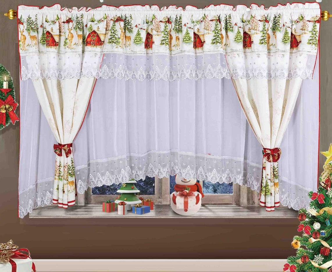 Set Perdea cu draperie, Motive de Craciun