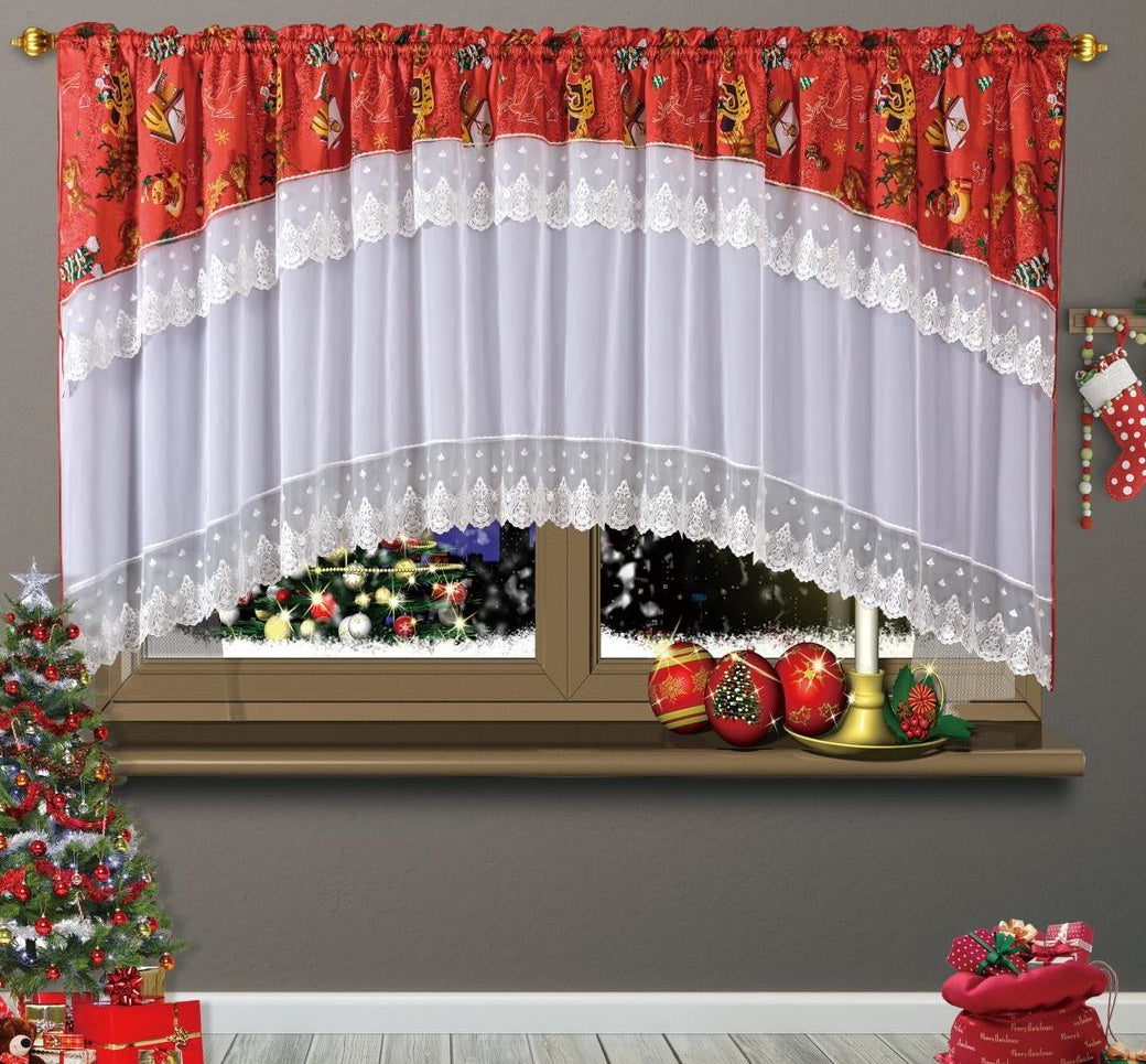 Set Perdea cu draperie, Motive de Craciun DS-139C
