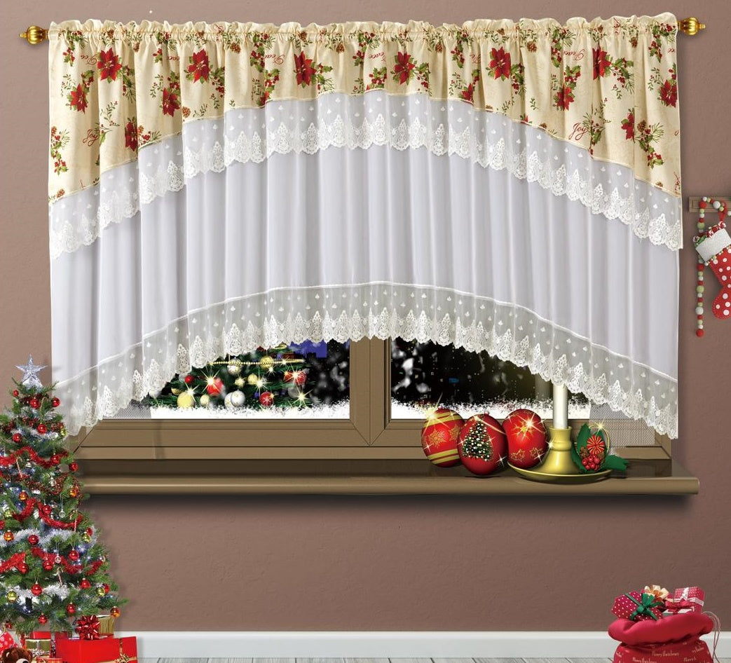 Set Perdea cu draperie, Motive de Craciun DS-139D