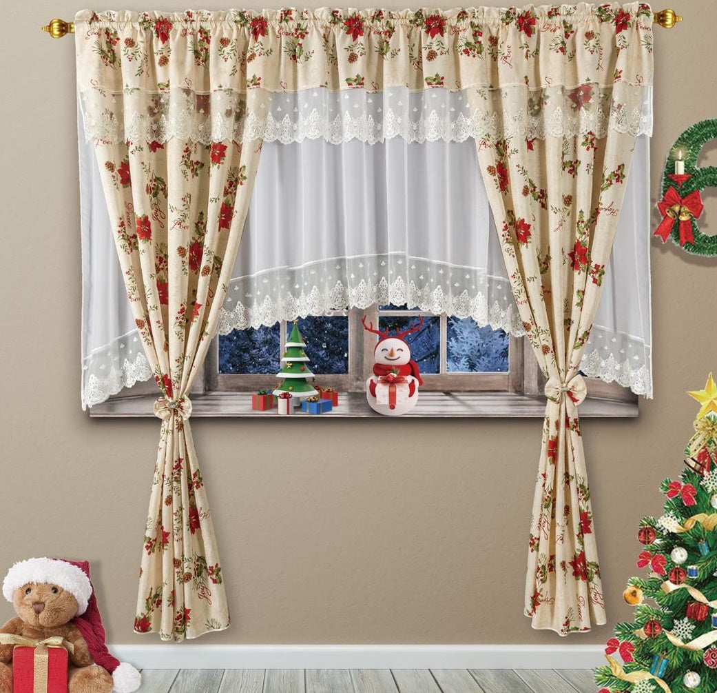 Set Perdea cu draperie, Motive de Craciun
