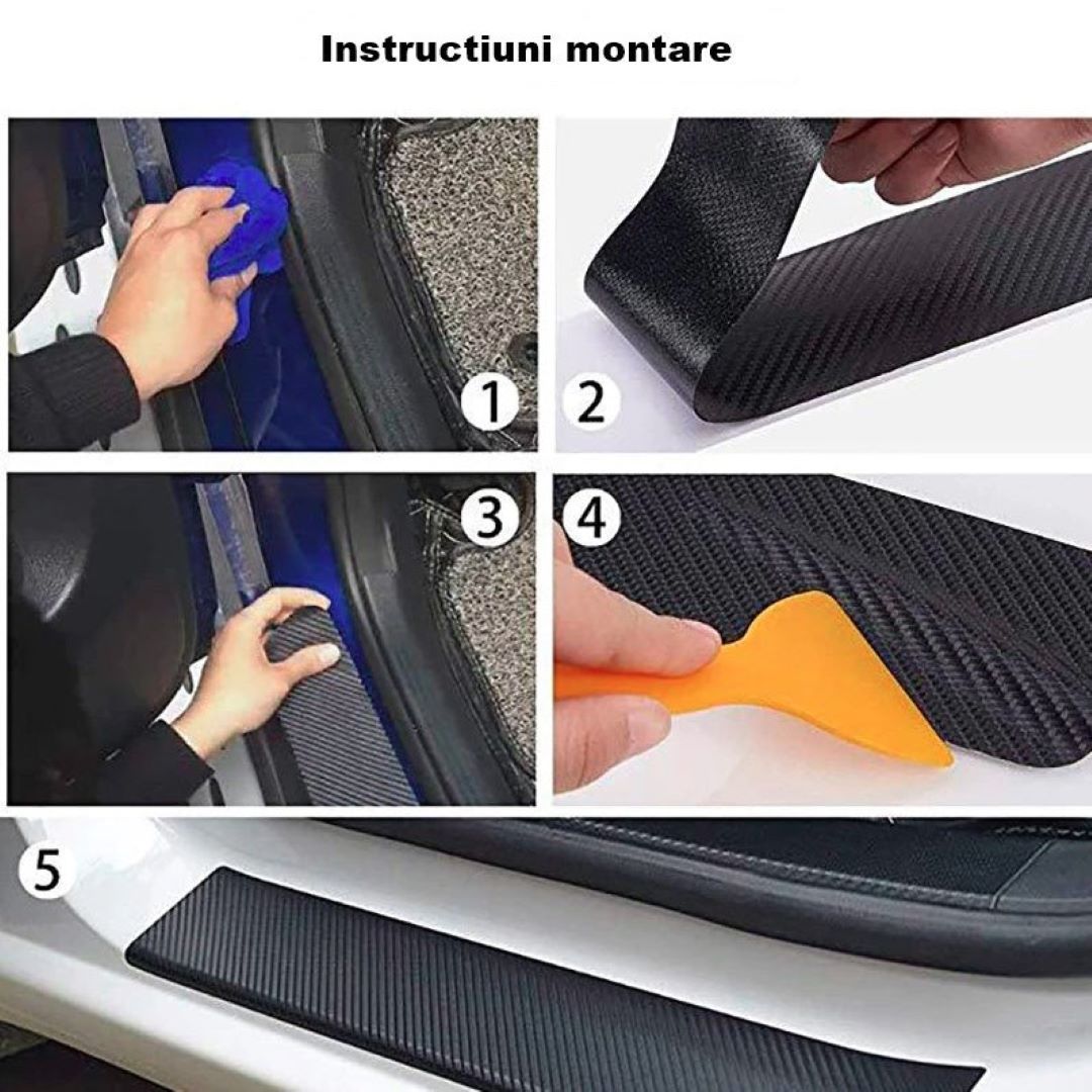 Banda Adeziva Carbon pentru Protectie si Tuning Auto, 5 m x 6,5 cm