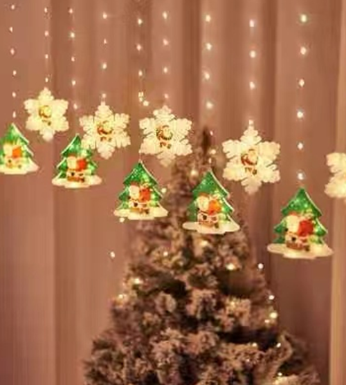 Instalatie de Craciun, 10 figurine LED, 3 metri, alb cald