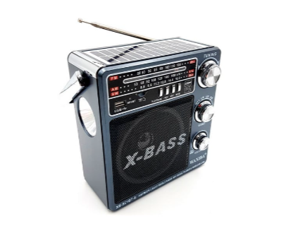 Radio solar Bluetooth, lanterna, USB, MP3 player - Negru