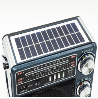 Radio solar Bluetooth, lanterna, USB, MP3 player - Negru