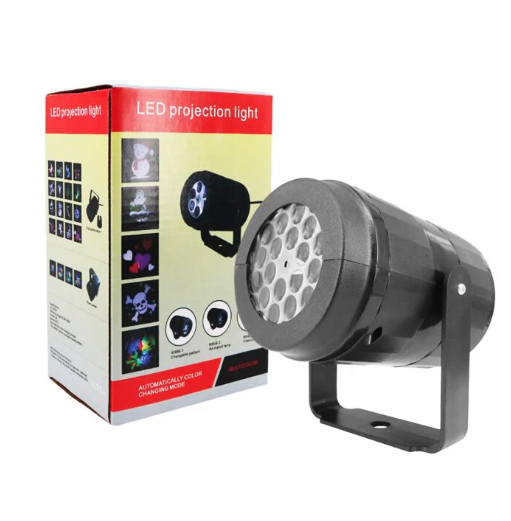 Set CADOU Craciun: caciula cu led + proiector 16 figurine + set 6 suporturi de tacamuri