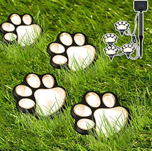 Set 4 lampi solare Paw Print Light