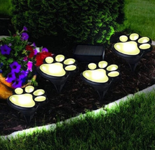 Set 4 lampi solare Paw Print Light