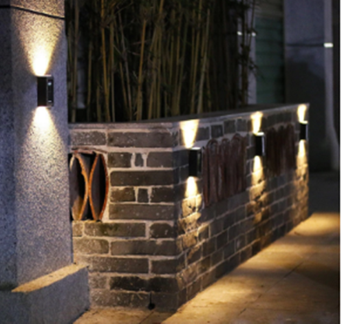 Set 4 x lampa solara 4 LED cu lumina bidirectionala, Alb cald