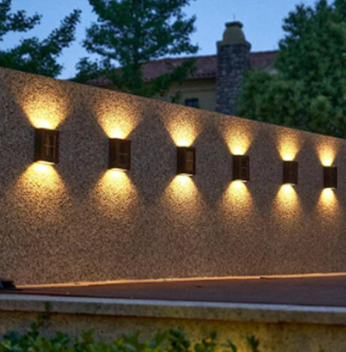 Set 4 x lampa solara 4 LED cu lumina bidirectionala, Alb cald