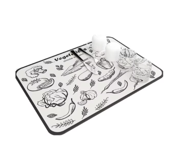 Set 2 x Covoras absorbant pentru bucatarie, anti alunecare, uscare rapida, 30x40 cm, alb