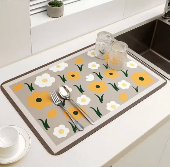 2 x Covoras absorbant pentru bucatarie model flori
