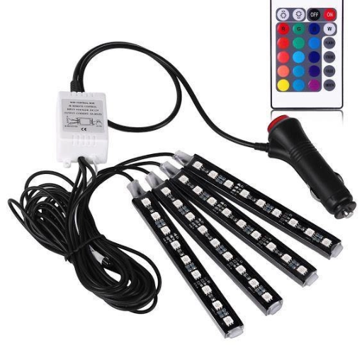 Lumini ambientale auto Kit interior 9/12/18 LED RGB cu telecomanda