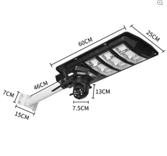 Lampa solara stradala LED, camera de supraveghere, Rotativa, 4G cu SIM, 300W