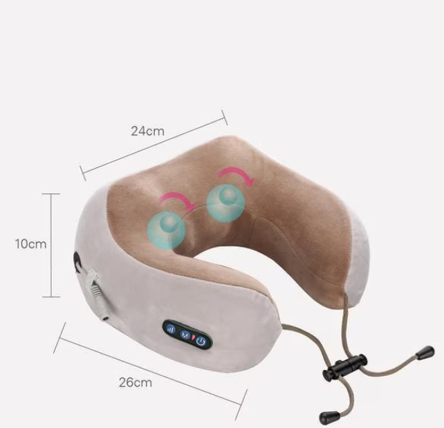 Perna de masaj electrica in forma de U, suport cervical, terapie magnetica, 26 cm, Memory Foam