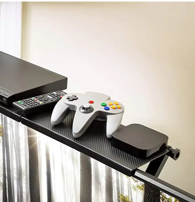 Suport TV pentru receiver/ telecomanda/set up box, DIGIMAT montabil fara suruburi, practic si precis, ajustabil, Negru