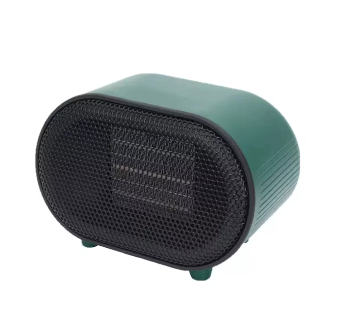 Mini aeroterma, pentru aer cald/rece, portabila, silentioasa, putere 800W, depoziatre usoara, buton ON/OFF, verde