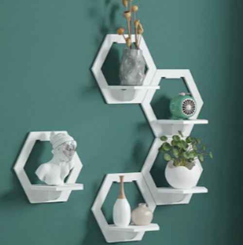 Etajera de perete, hexagon, 29x29x15 cm