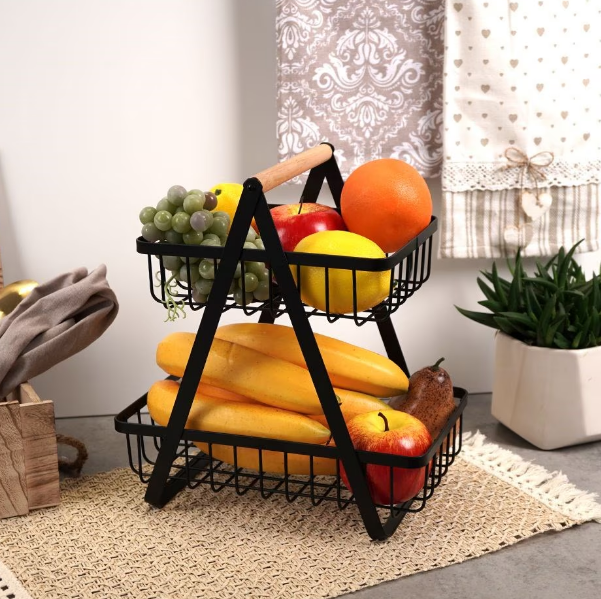 Cos pentru fructe. Vilde. cos metalic pentru fructe si legume cu 2 etaje cos metalic cu 2 etaje loft negru 27x17