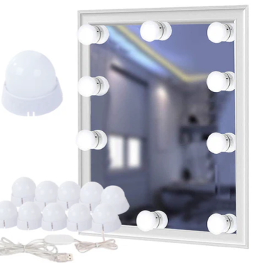 Set 10 lumini pentru oglinda, Zola®, 9 nivele de reglare, auto-adezive, plastic, 1,6W, albe