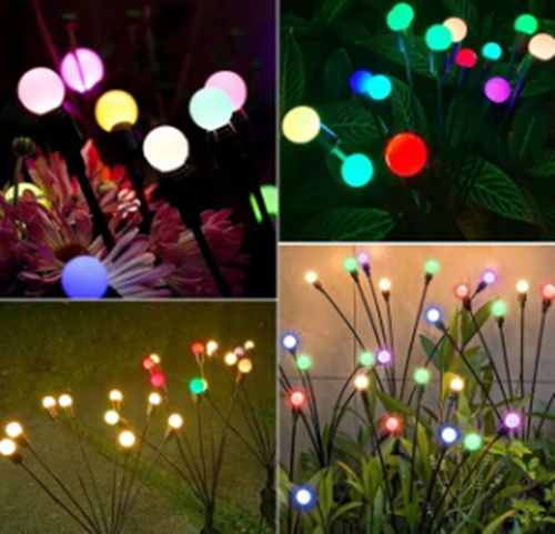 Set 2 x Lampa solara LED Multicolor, 6 bulbi licurici