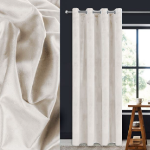 2x Draperie Alb Ecru Velvet, 140x260 cm, prindere cu inele