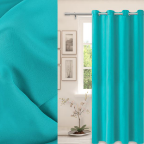 2x Draperie Turcoaz 140x260 cm, prindere cu inele