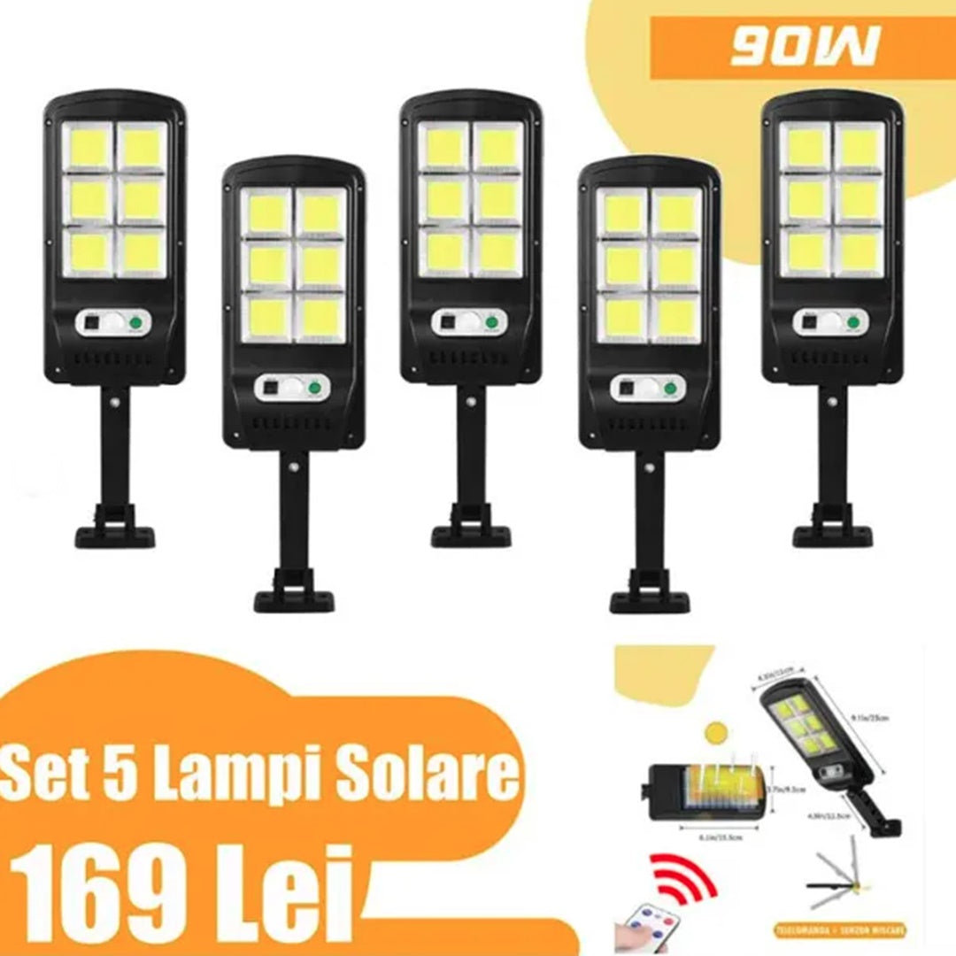 SET LAMPA SOLARA 90W COB CU TELECOMANDA
