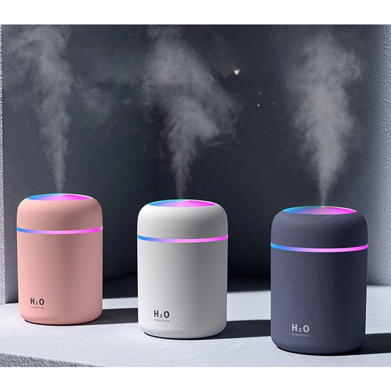 Umidificator de aer portabil, cu difuzor aromaterapie, incarcare USB, 300ml