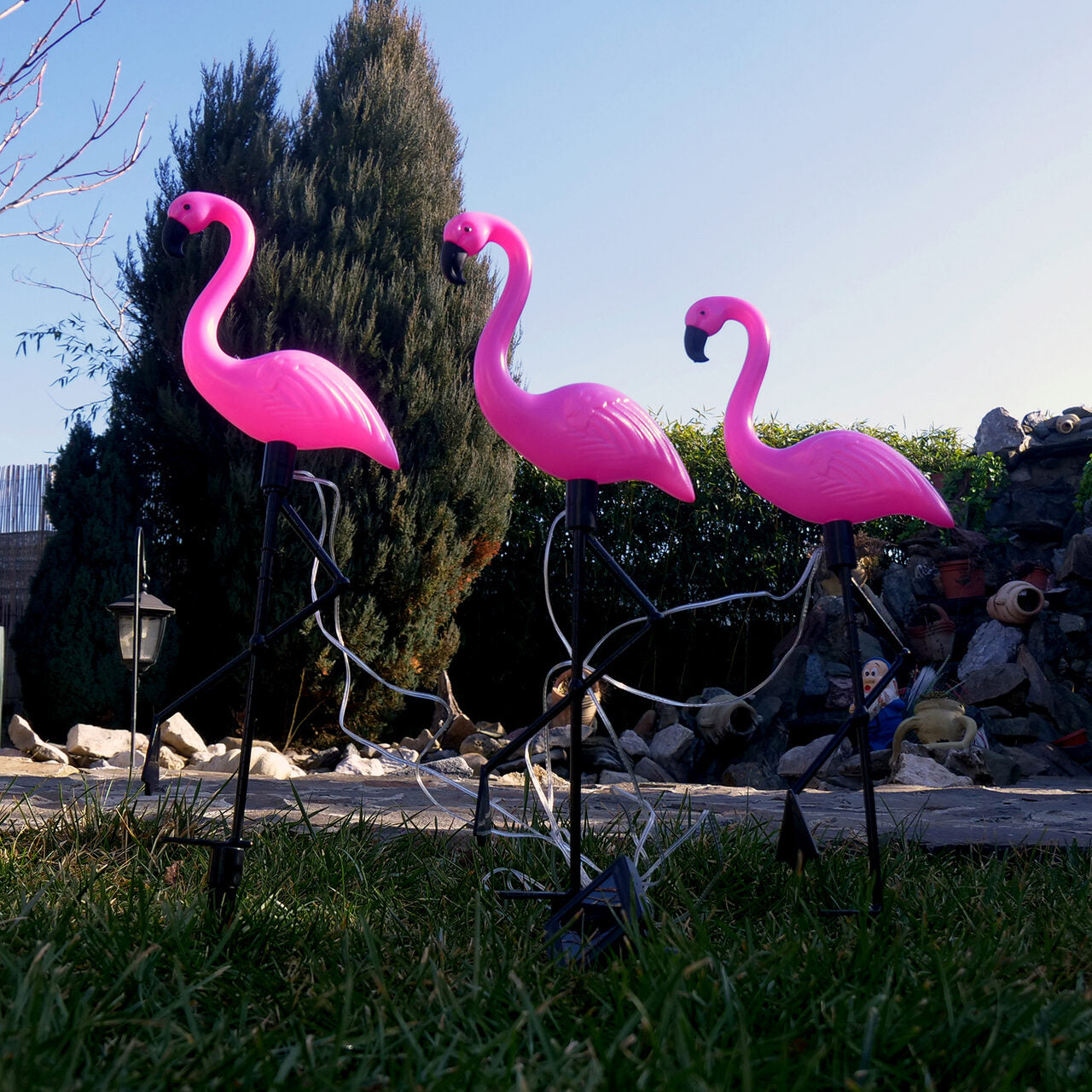 Set 3 x Lampa solara, Flamingo - lumineaza 8 ore