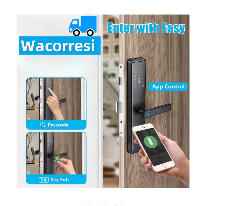 Incuietoare Inteligenta wireless, smart Lock wireless, cu 5 moduri de acces, 2 carduri, amprenta digitala, PIN, 2 chei