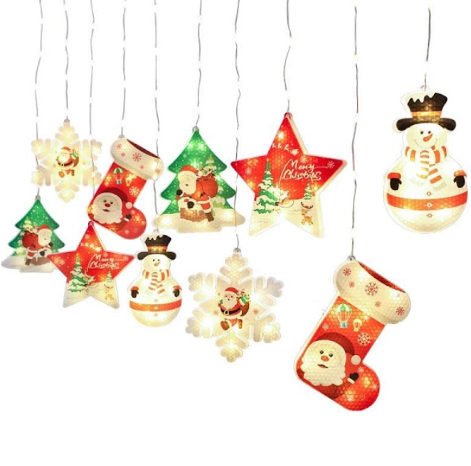 Instalatie de Craciun, 10 figurine LED, 3 metri, alb cald