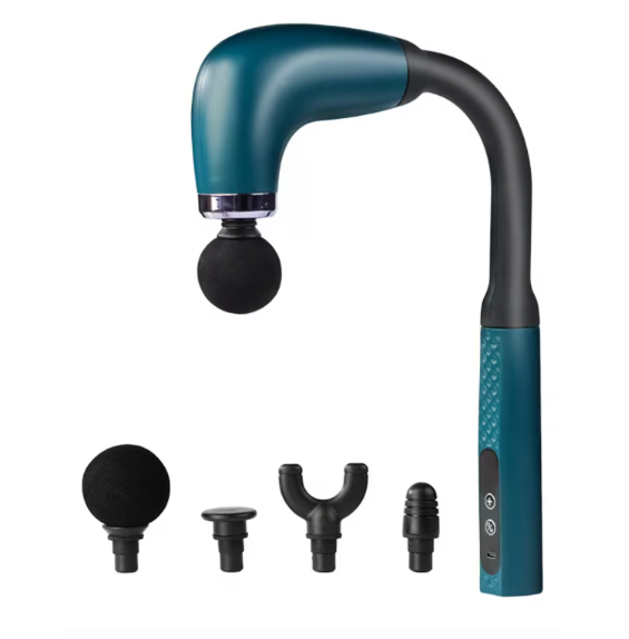 Aparat de masaj tip pistol cu 4 capete, incarcare rapida, perfect pentru dureri musculare
