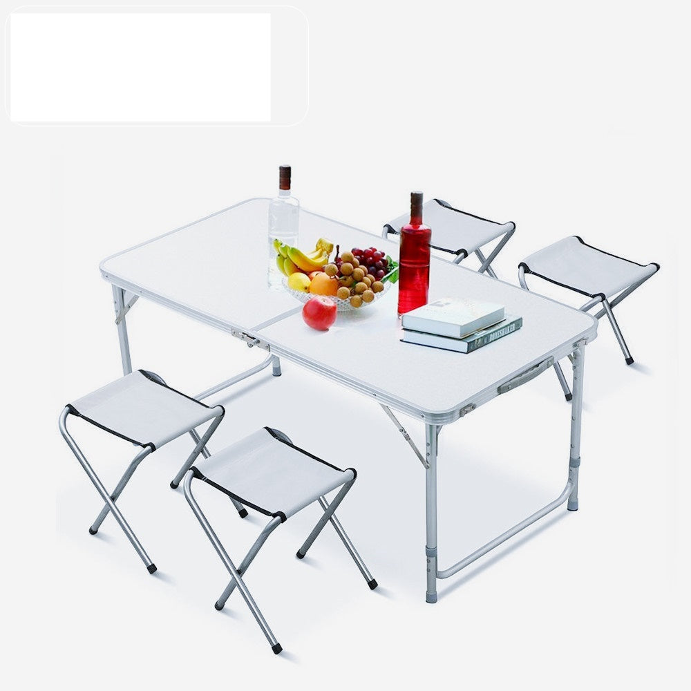 Masa pliabila de camping cu 4 scaune, 60 x 120 cm