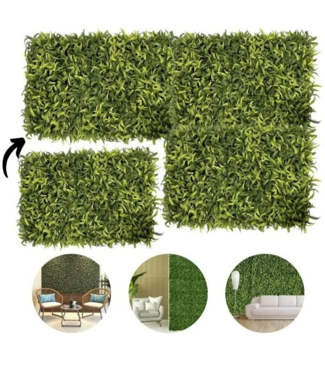 Set 6 x Panou verde din plante artificiale, 40 x 60 cm/ buc