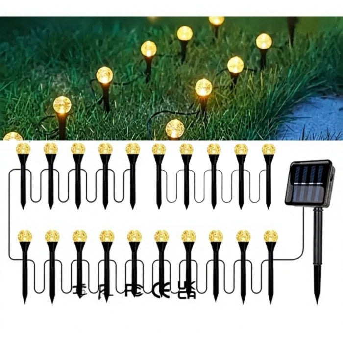 Lampa solara 20 bulbi LED - Alb Cald