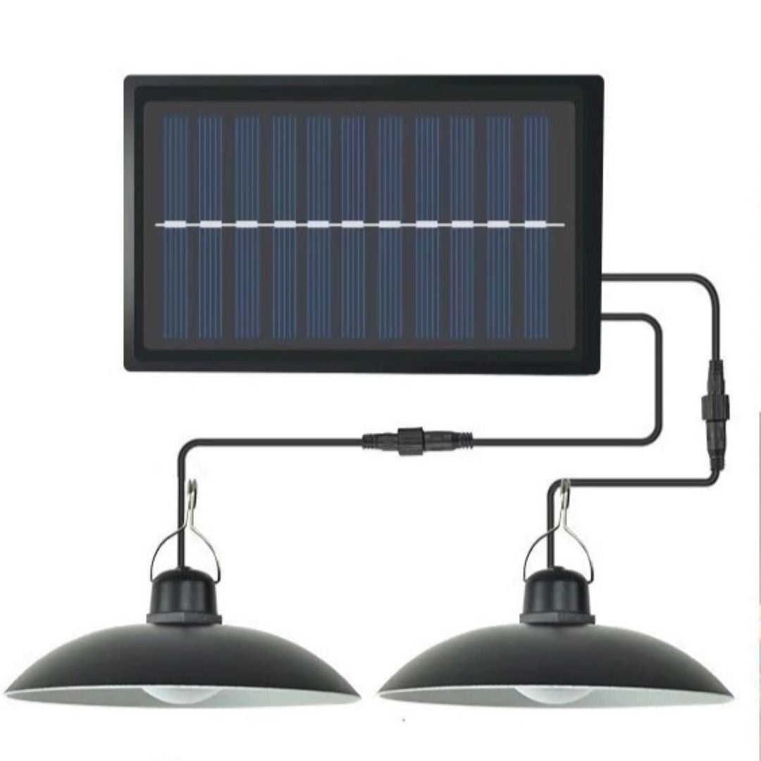 Set panou solar cu 1 sau 2 becuri LED aplica, telecomanda, 50W