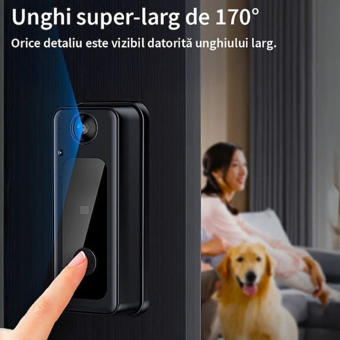 Sonerie video inteligenta, bluetooth, night vision, infrarosu, senzor IR, interfon video HD