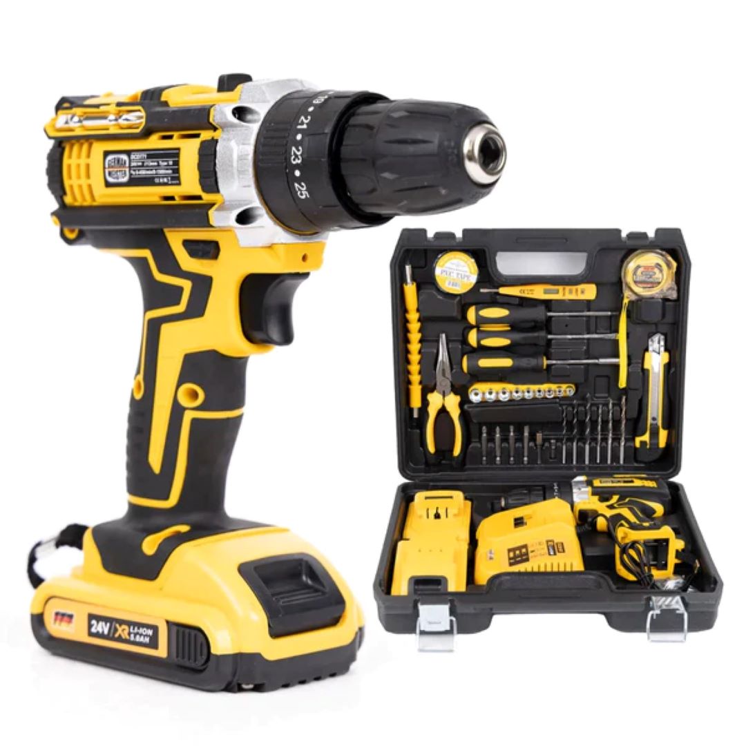 Trusa bormasina cu 2 acumulatori de 24V si 23 accesorii incluse
