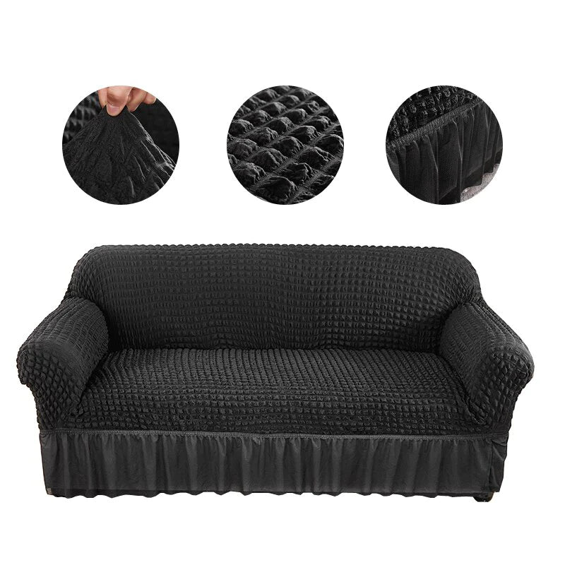 Huse creponate cu volane premium pentru canapea, diferite culori, Lungime 240CM