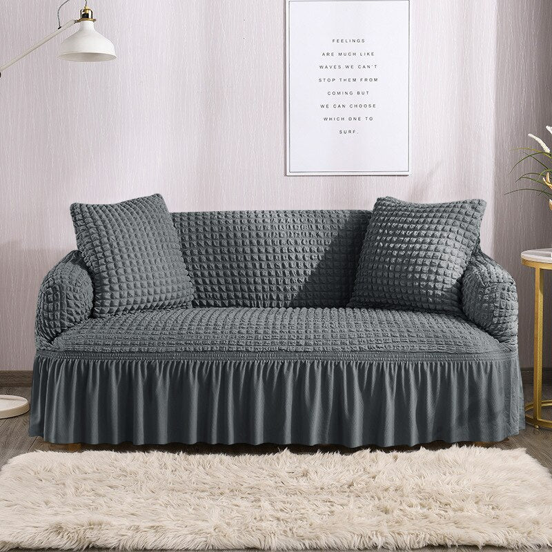 Huse creponate cu volane premium pentru canapea, diferite culori, Lungime 240CM