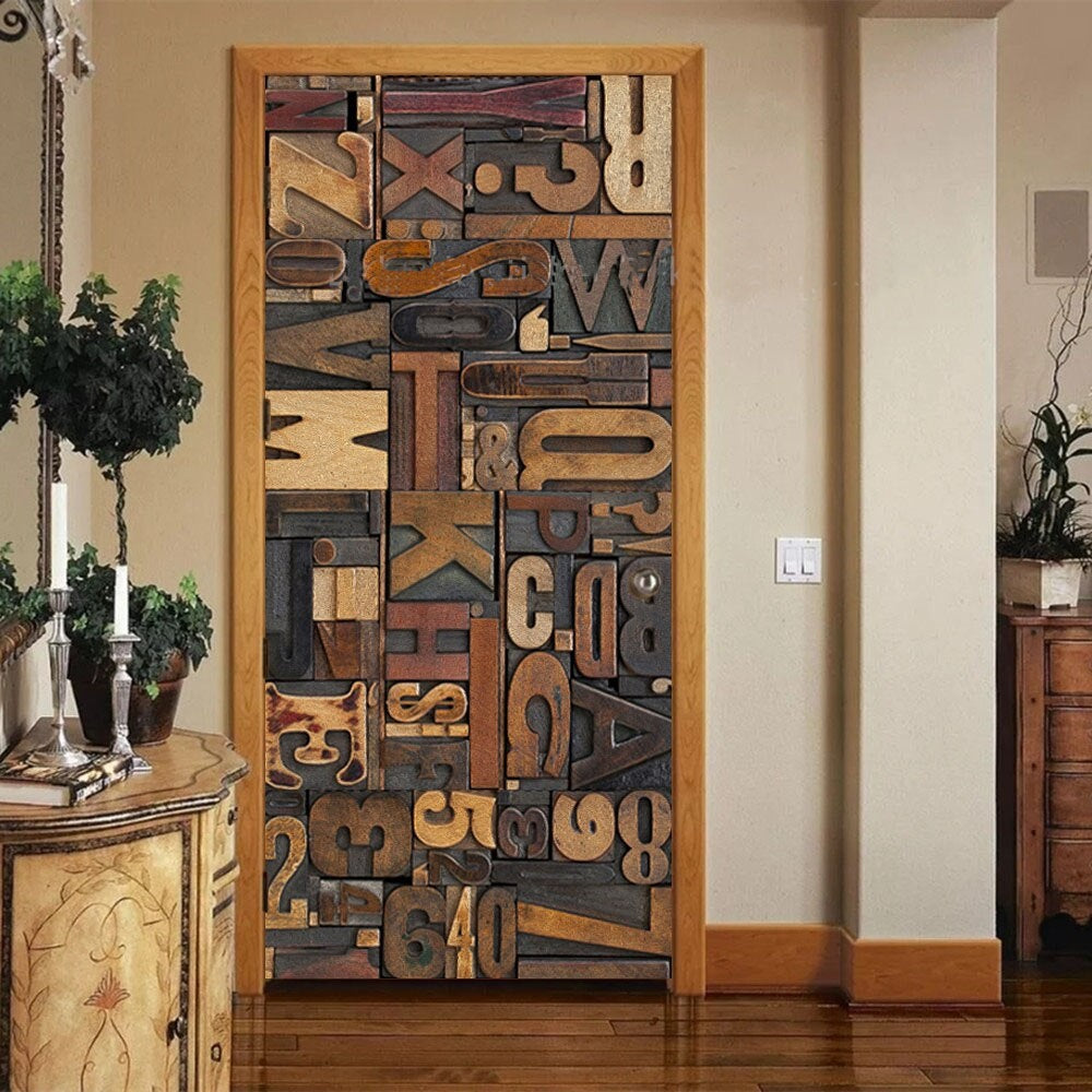 Autocolant 3D decorativ pentru usa 77x220cm