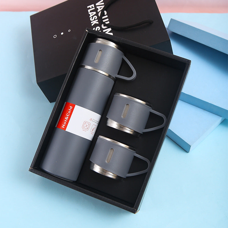 Set 3 piese: Termos 500 ml + 2 cesti, otel inoxidabil