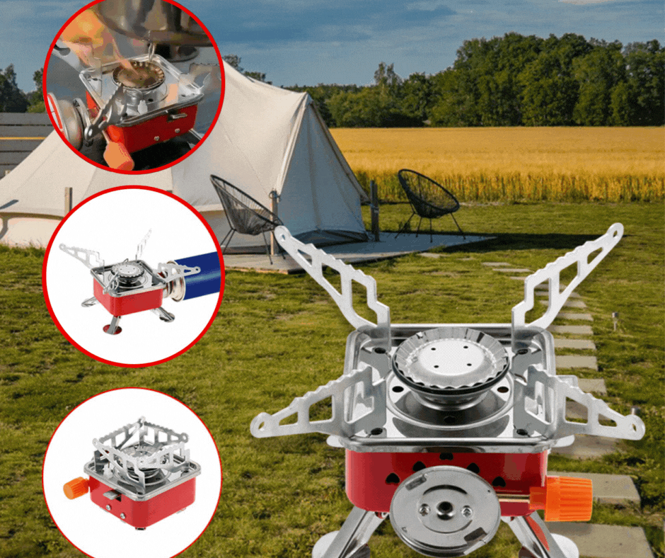 Aragaz portabil pentru camping, aprindere automata + rezerva CADOU