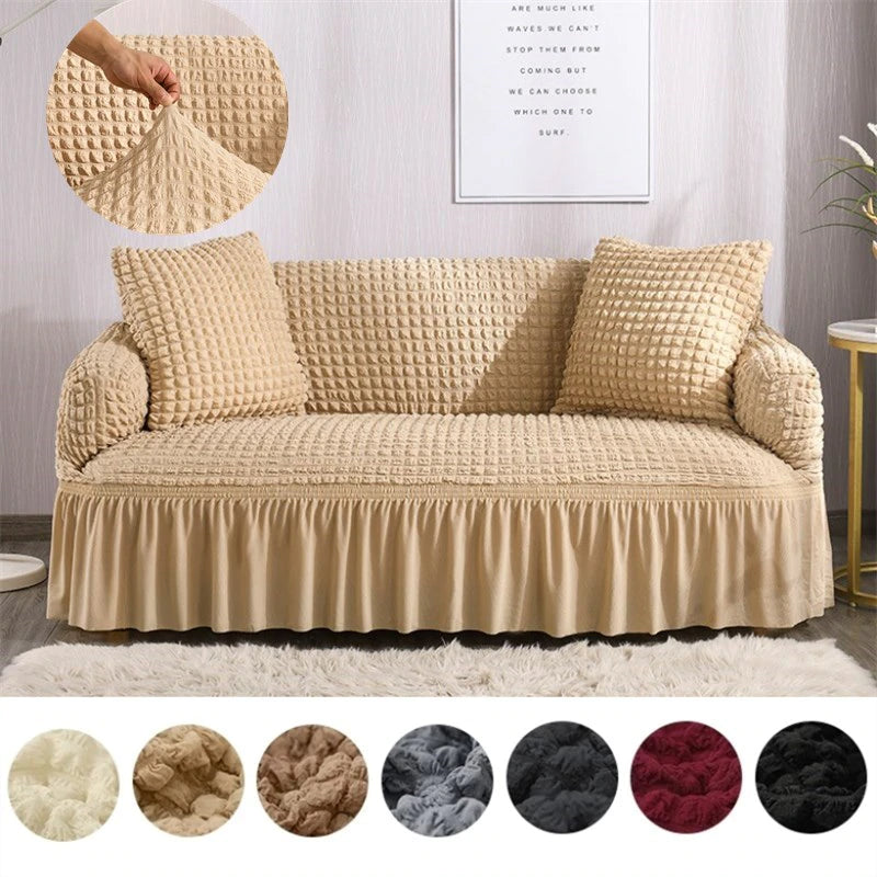 Huse creponate cu volane premium pentru canapea, diferite culori, Lungime 240CM
