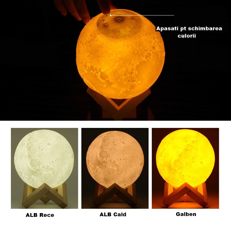 Lampa MOON cu umidificator, 2 uleiuri esentiale CADOU