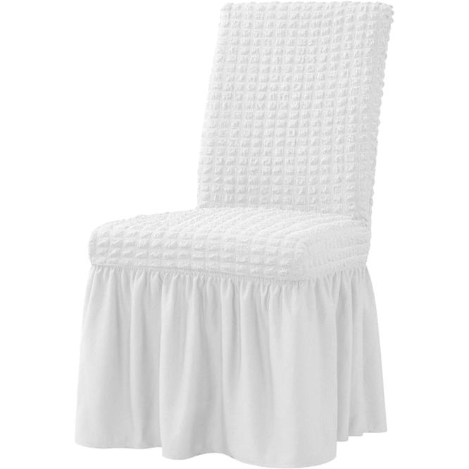 SET 6x Huse creponate cu volane premium pentru scaune din bumbac, diferite culori, Rezistente la apa, Universale